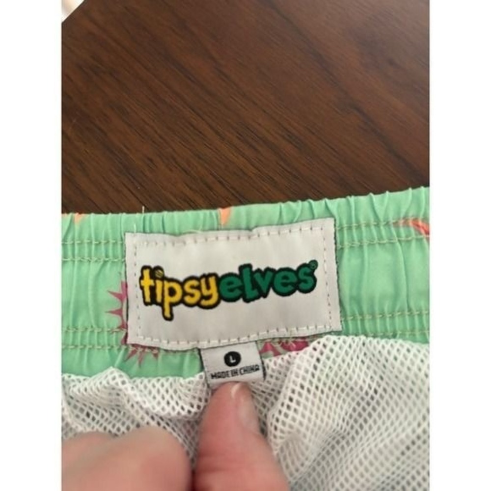 Tipsy Elves Mens Dino Desert Swim Trunks Mint Green Dinosaur‎ Print Size L NEW - Picture 3 of 7